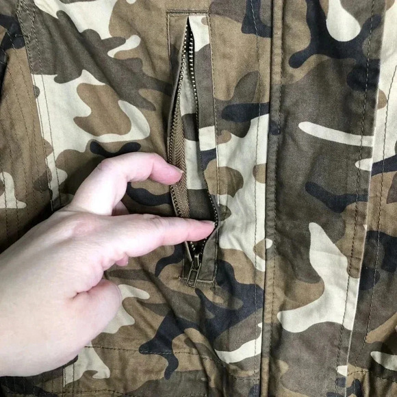 Love Tree Military Brown Camo Cinched Waist Long Sleeve Jacket Medium - Picture 4 of 5